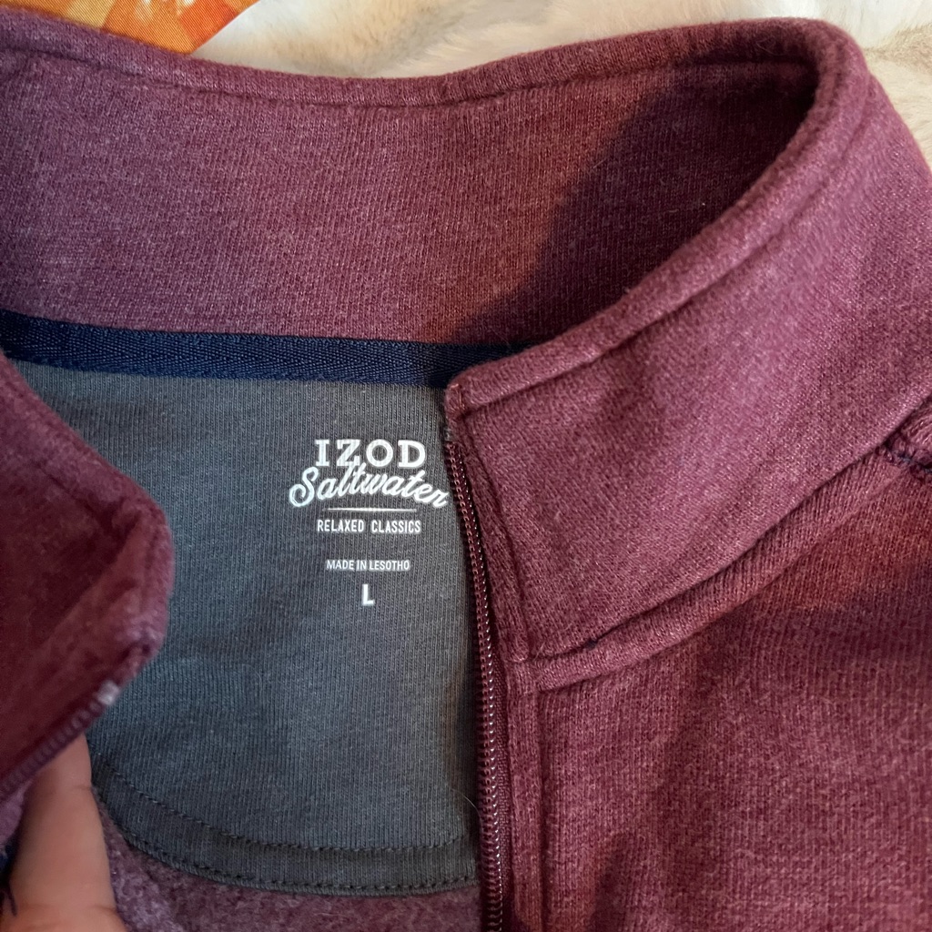 Izod Saltwater Mens M/L Dusty Dark Red 1/4 Zip Spring Fall Pullover Sweatshirt